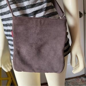 HEDGREN Brown Suede Slim Crossbody Bag Shoulder Purse